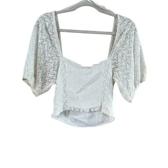 Louna Rent The Runway White Puff Sleeve Crop Top - Picture 10 of 10